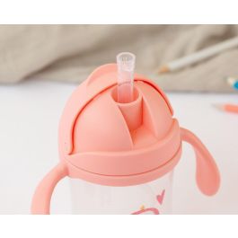 KioKids Taza Aprendizaje Step 3 con Pajita y Asas 300 mL Rosa Anticólico +6 meses