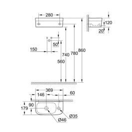 GROHE - Lavamanos de 37 x 18 cm con PureGuard