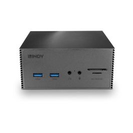 Lindy DST-Pro 101 Estación Docking Portátil USB-C con 4K 60Hz, 100W Carga, HDMI, DisplayPort, Ethernet, USB, Lector Tarjetas