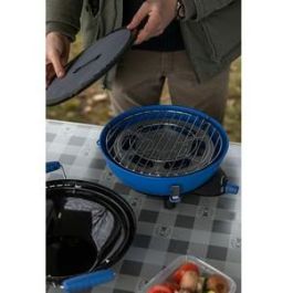 Campingaz Party Grill 400 Caravan - Parrilla de Gas Portátil para Camping y Exterior, 2000 W, Propano/Butano, Sistema Piezo, Negro/Azul