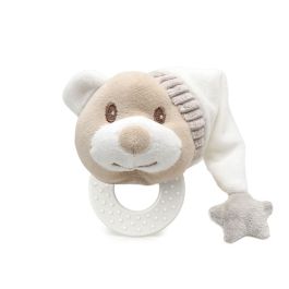 KioKids Mordedor Peluche Osito con Gorro para Bebés +0 meses | Alivia Dentición y Masajea Encías | Poliéster y EVA | Beige