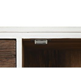 DKD Home Decor Cajonera Colonial Hecha a Mano con 4 Cajones y 1 Puerta, Madera de Mango y Metal, Blanco Marrón Oscuro, 72x50x75 cm