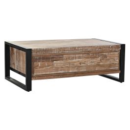 DKD Home Decor Mesa Centro Alpino Natural Negro Acacia Metal 110 x 60 x 40 cm