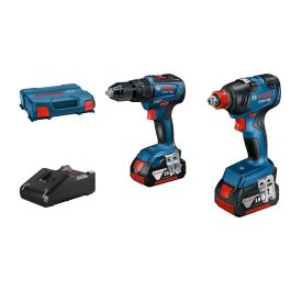 Bosch Professional BOS4059952596754 Kit 2 Herramientas: GDX 18V-200 Impacto + GSB 18V-55 Percutor, 2x4.0Ah, GAL 18V-40, L-Case