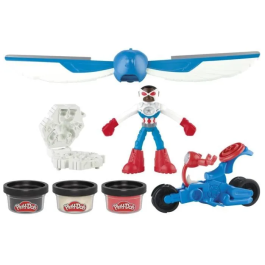 Play-Doh Capitán América HASG05555L0 Set de Moto Sharp con figura flexible, 3 accesorios y plastilina, a partir de 4 años, Marvel