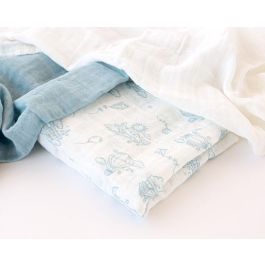 KioKids Set de 3 Muselinas 70x70 cm, Viscosa de Bambú y Algodón, Azul, Blanco y Estampado de Aviones, para Bebé +0 Meses