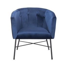 Sillón ELIOTT - Patas de metal - Terciopelo azul - L 68 x P 59 x A 72 cm