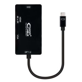 Adaptador USB-C a VGA/HDMI/DVI NANOCABLE 10.16.4301-BK (10 cm) Negro 10 cm
