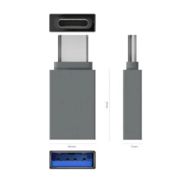 AISENS A108-0718 Mini Adaptador Aluminio USB 3.2 Gen1 5Gbps USB-C Macho a USB-A Hembra Gris