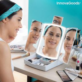 Espejo LED Plegable con Organizador de Maquillaje 3 en 1 Panomir InnovaGoods Blanco (Reacondicionado A)