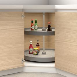 Emuca Juego de bandejas circulares Shelvo para mueble de cocina, para módulo 800mm, Plástico y Aluminio, Gris