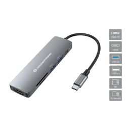 Conceptronic DONN11G Dock USB-C a HDMI, 2xUSB-A, SD, TF, Power Delivery 100W, 4K Gris Precio: 39.49999988. SKU: B195DST5CV