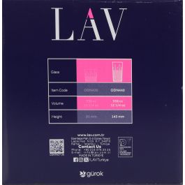 Lav Set 6 Vasos Odin 356 cc 7.1 x 7.1 x 14.5 cm (4 Cajas)