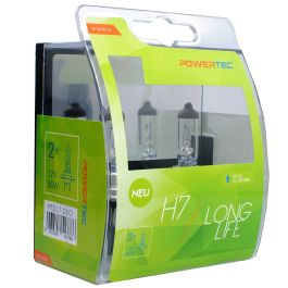 M-Tech Powertec Long Life H7 12V Bombilla LED Coche Durabilidad 4 Veces Superior Pack Duplo Vidrio Cuarzo UV