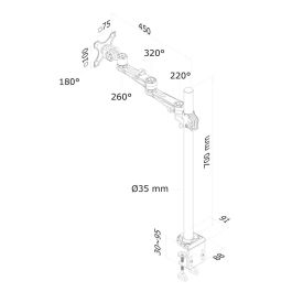 Soporte de Mesa para Pantalla Neomounts FPMA-D935POLE70 10" 30"