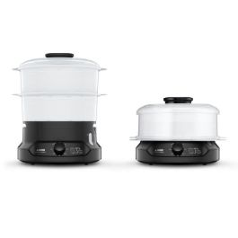 SEB VC139800 Minicompact Olla a vapor 6 L, 2 cuencos apilables, Recipiente para arroz + cereales, Temporizador 60 min, Parada automática, Compacto