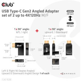 Club3D Adapter USB 3.2 Tipo C a USB 3.2 Tipo C Angulado St/Bu