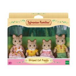 Sylvanian Families 5180 Tabby Cat Family, Familia de Gatos Tigres, Mamá, Papá, Hijo e Hija, Articulados y Vestidos, a Partir de 3 Años