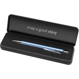 Pelikan K10 Bolígrafo Retráctil Snap Metalic Frostblau Azul Claro Metálico Clip en Estuche - Punta Media
