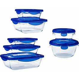 Pyrex PYR3426470278027 - Juego de 7 Recipientes para Guardar Alimentos Cook & Go de Vidrio con Tapa Hermética