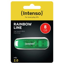 Intenso 3502460 Lápiz USB 2.0 Rainbow Line 8GB - Memoria Flash, Almacenamiento, Color Verde Transparente, Velocidad Lectura 28MB/s