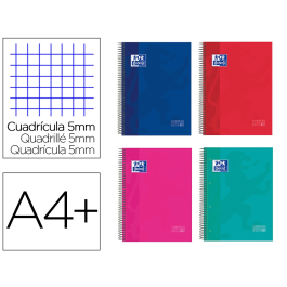 Oxford Cuaderno Espiral Tapa Extradura Din A4+ 150 Hojas Cuadro 5 mm con Pizarra Blanca Interior