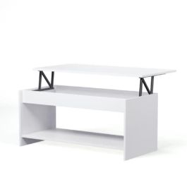 Happy Mesa de centro elevable - Estilo moderno - Blanca mate - L 100 x W 50 x H 44.6 cm - Estante inferior revistero Precio: 103.7900006. SKU: B1JQ99KRMY