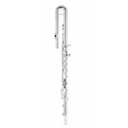 PEARLFLUTE Pfb305E Flauta Bajo Plateada con Cabeza Curvada y Mecanismo Mi dividido, incluye Estuche y Kit de Limpieza