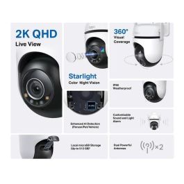 TP-Link TapoC520WS Cámara de Seguridad Wi-Fi Exterior PTZ 2K QHD IP66 con Visión Nocturna Color, Detección IA y Audio Bidireccional TP-Link TapoC520WS Cámara de Seguridad Wi-Fi Exterior PTZ 2K QHD IP66 con Visión Nocturna Color, Detección IA y Audio Bidireccional