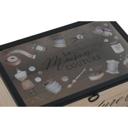 DKD Home Decor Costurero Vintage de MDF y Cristal, Natural y Negro, con Cajón, 15x24x15 cm (4 Unidades) DKD Home Decor Costurero Vintage de MDF y Cristal, Natural y Negro, con Cajón, 15x24x15 cm (4 Unidades)