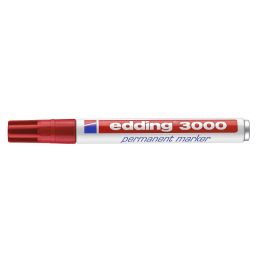 Rotulador Edding Marcador Permanente 3000 Rojo Punta Redonda 1,5-3 mm Recargable 10 unidades