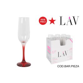 LAV Copa Champa 215 cc Pie Rojo, Copa para Champagne, Vidrio, 5x23 cm (24 Unidades) Precio: 33.8437. SKU: B13CRL966Q