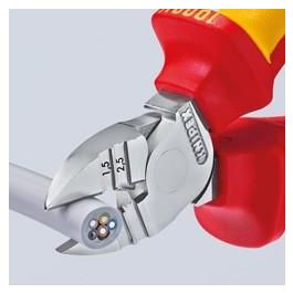 Knipex KP-1426160 Abisolier-Seitenschneider, Aislamiento protector, para cable de 2,5mm, 160mm, Rojo/Amarillo