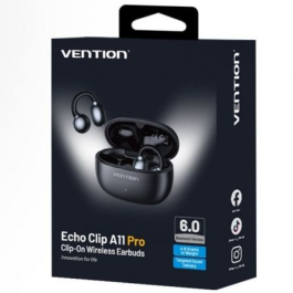 Vention Auriculares Bluetooth Echo Clip A11 Pro con Estuche de Carga, Autonomía 6h, Bluetooth 6.0, USB-C, Negro, NBWB0-PH