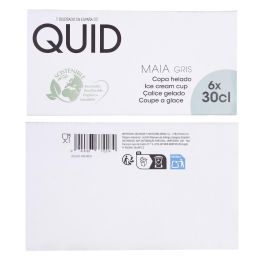 Quid Copa de Helado Maia de Vidrio 30 cL - Set de 24 Unidades, Color Gris, con Relieve, Apto Lavavajillas