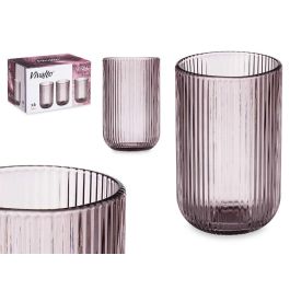 Vaso Alto Rosa Rayas 430 ml - Cristal - Vivalto - 7.9x12.8x7.9 cm (24 Unidades)