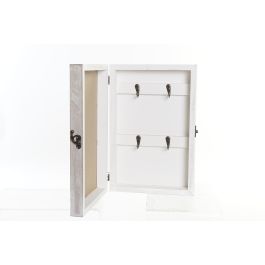 DKD Home Decor Guardallaves Organizador Tropical de MDF Gris y Blanco para 6 Llaves 6x30x20 cm Pack 4 Unidades