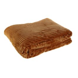 DKD Home Decor Manta Scandi de Poliéster con Borreguito, Color Terracota, 200x150 cm, 260 GSM