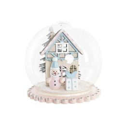 DKD Home Decor Decoración Colgante Navidad Fantasía PVC Personajes Surtidos (Casa, Santa, Muñeco Nieve) Rojo Rosa Dorado 8x9x8 cm Pack 12 Unidades