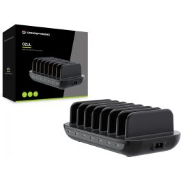 Conceptronic OZUL07B Cargador 7 Puertos USB-C Multi 160W PD 3.0 Negro Carga Rápida
