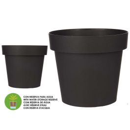 Maceta Plastico Antracita Con Reserva Agua 30Cm Ibergarden (6 Unidades)