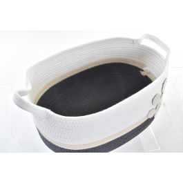 DKD Home Decor Cesta Algodón Blanco Gris Oscuro Crema 31 x 25 x 60 cm Set de 3