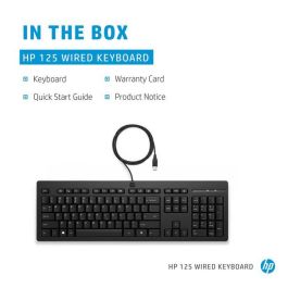 HP 125 Teclado con Cable USB Layout Internacional Ergonómico para Productividad Diaria