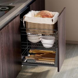 Emuca Carro extraíble Titane de fijación inferior con cierre suave, módulo 400mm, Acero, Gris Antracita