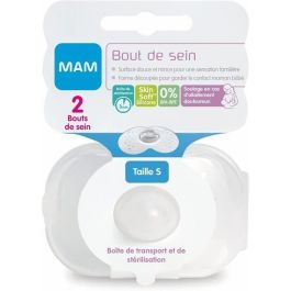 Punta mamaria MAM - Silicona - Talla S - Juego de 2 en caja de esterilización - Transparente Punta mamaria MAM - Silicona - Talla S - Juego de 2 en caja de esterilización - Transparente