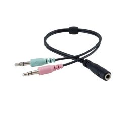 Conceptronic Auriculares con Micrófono Flexible, Jack 3.5 mm, Control de Volumen, Incluye Adaptador 1 a 2, Negro