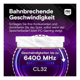 Crucial CP2K16G64C32U5W Pro 32GB Kit (2x16GB) DDR5 6400MT/s CL32 UDIMM Blanco, Intel XMP 3.0 y AMD EXPO