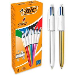Bic Bolígrafo 4 Colores Shine Silver, Cuerpo Blanco - Surtido Metálico, Caja 12 Unidades Precio: 22.79000031. SKU: S8401591