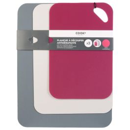 Cook Concept Juego de 3 Tablas de Cortar Antideslizantes Polipropileno con Cara Lisa/Rugosa