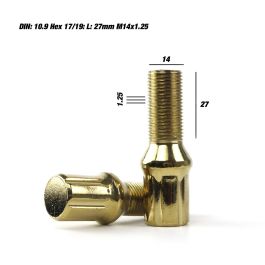 Omp OMPS09951409 Juego 20 Tornillos Rueda Acero Color Amarillo M14x1.25 Largo 27 mm Llave 17-19 DIN 10.9